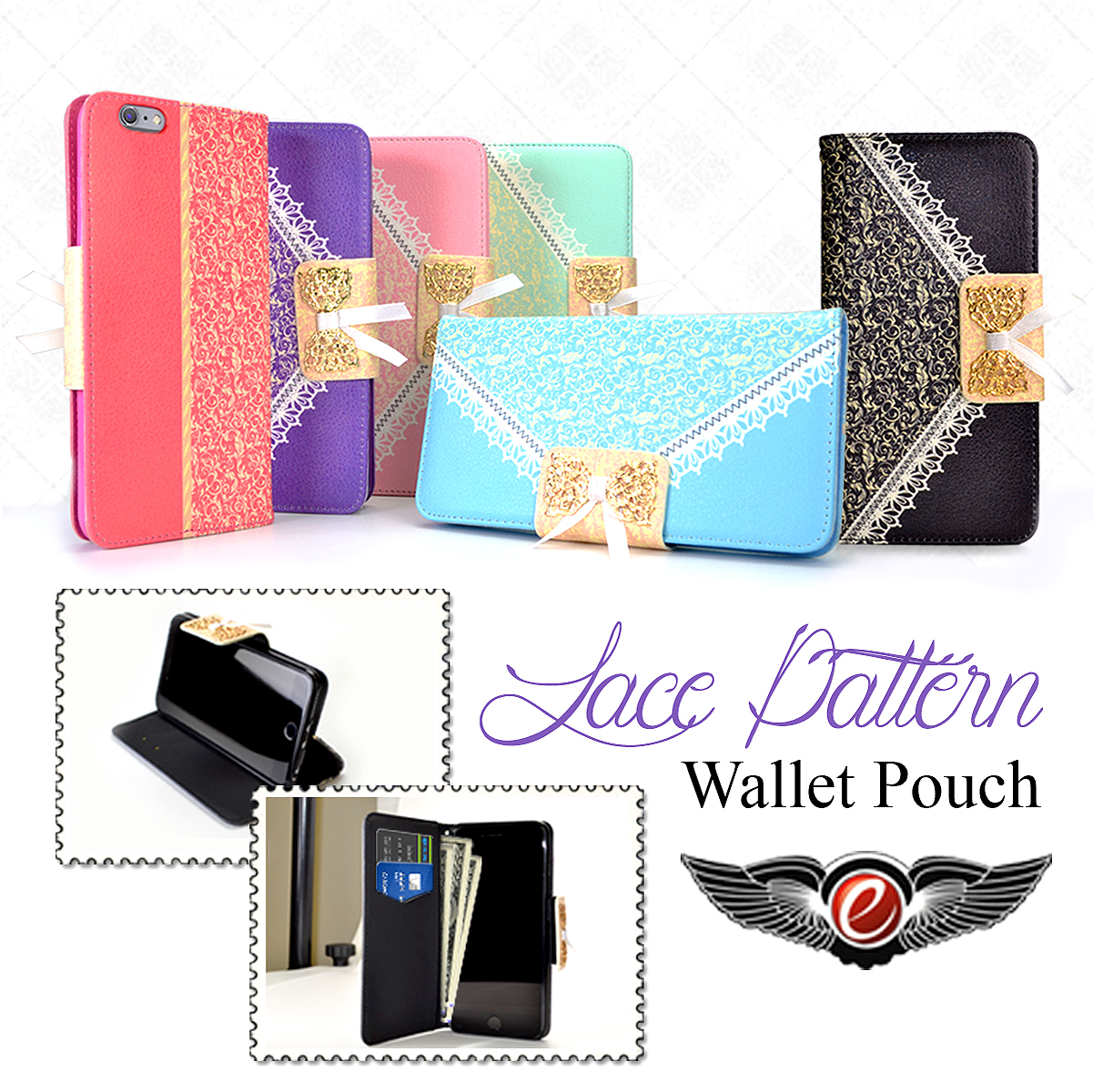 TM22 Series Protector Case Lace Pattern Wallet Pouch